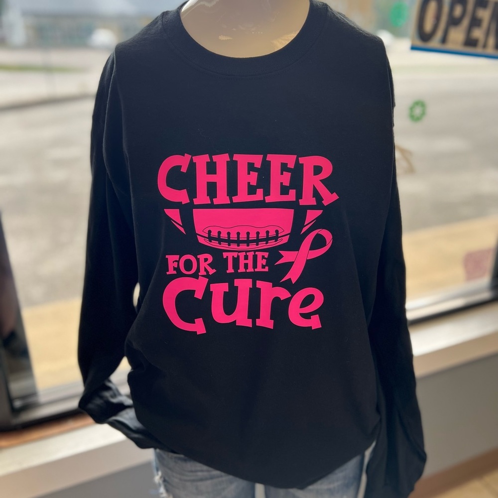 new cheer for the cure breast cancer month October football T-shirt unisex Long
